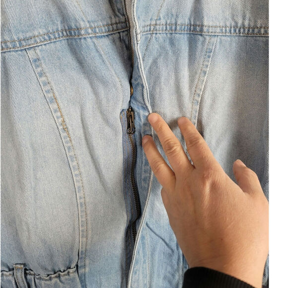Universal Thread Long Sleeve Zip Up Light Wash Long Length Denim Jacket, sz 16 - Picture 3 of 13